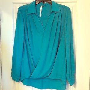 Green crossover front blouse